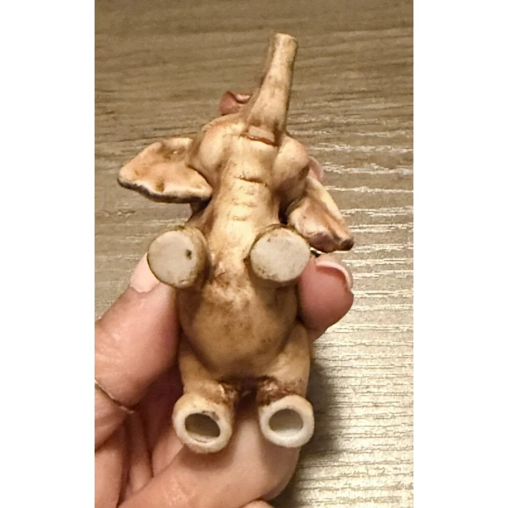 Vintage Porcelain Baby Elephant With Flowers On Head Anthropomorphic Korea
